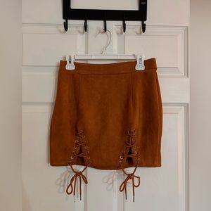 Rust colored suede skirt